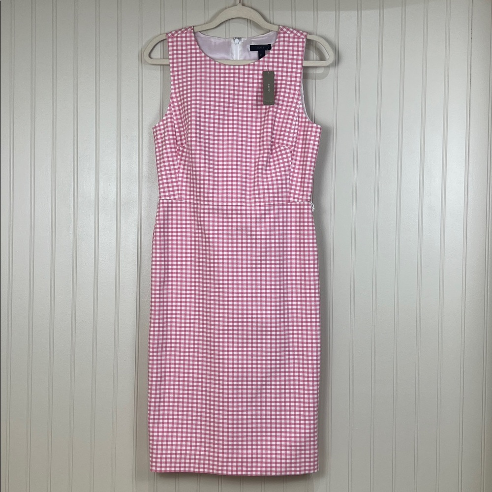 NWT J Crew Gingham Check Pink Sheath Dress Size 6T - Picture 2 of 10
